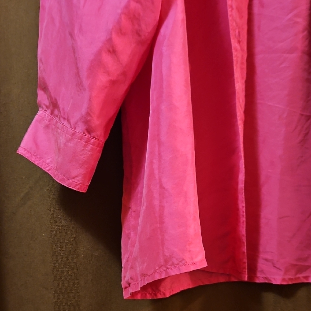 VTG Pink Silk Button-Up Shirt - Picture 6 of 14